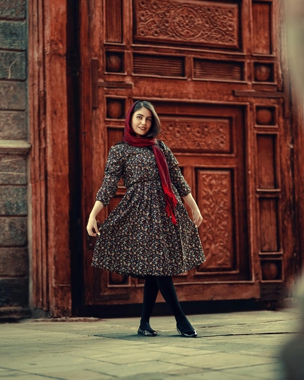 Beautiful Woman Wearing Floral Dress - Isfahan - Iran