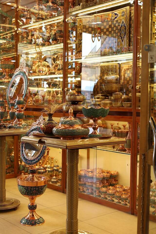 Compassimo-Intricate Persian handicrafts displayed in a shop in Isfahan's Grand Bazaar-Isfahan